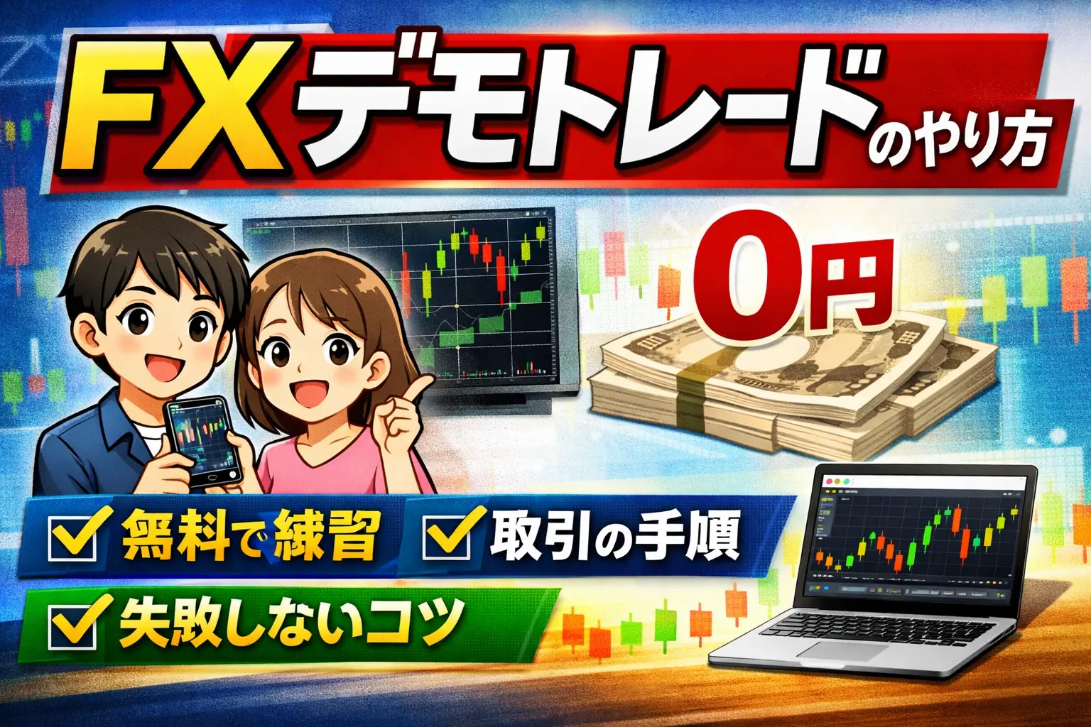 FXデモトレードのやり方を解説する初心者向けアイキャッチ画像