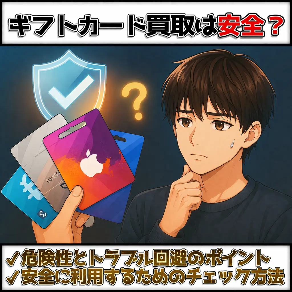 ギフトカード買取は安全か危険かとトラブル回避のポイントを解説したイメージ画像