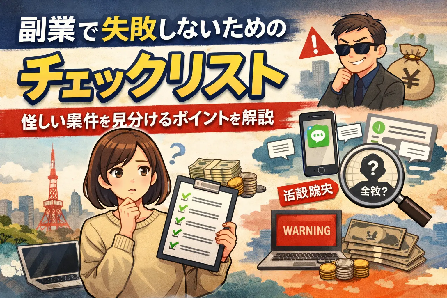 副業チェックリスト｜怪しい案件の見分け方を解説したアイキャッチ画像