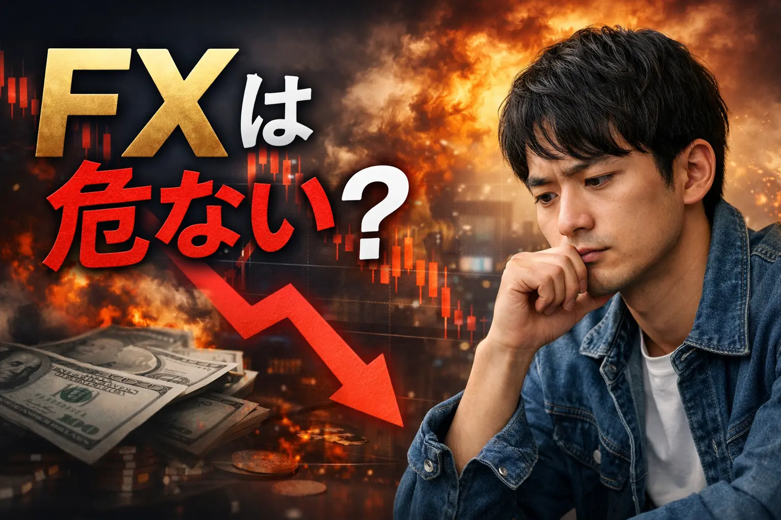 FXは危ない？初心者が失敗する理由とリスクをイメージしたアイキャッチ画像