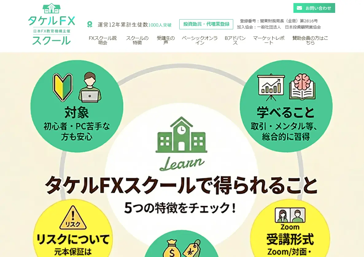 野口健幸のタケルFXスクールは怪しい？口コミや料金を調査