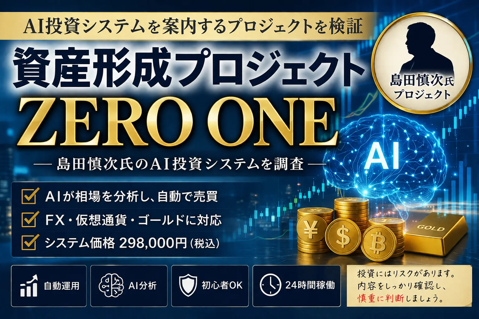 島田慎次の資産形成プロジェクトZERO ONEを調査したイメージ