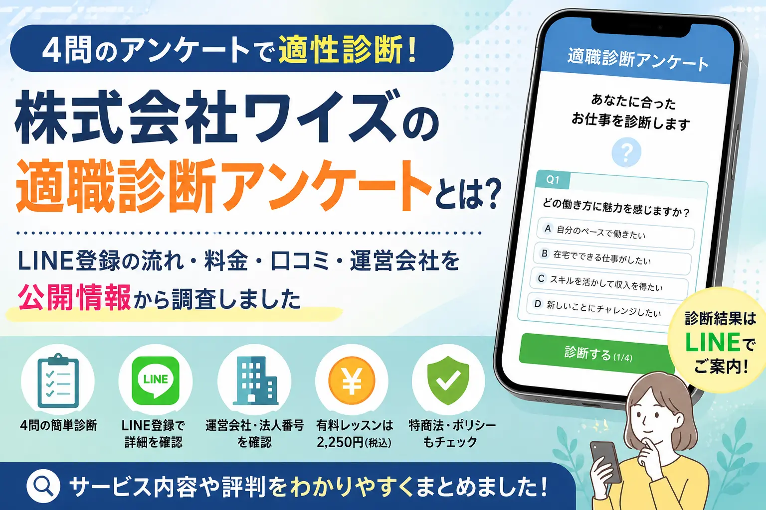 株式会社ワイズの適職診断アンケートを公開情報から調査