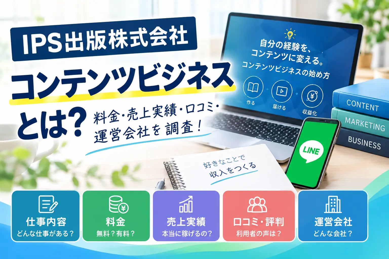IPS出版のコンテンツビジネスの料金や売上実績、運営会社を調査したイメージ