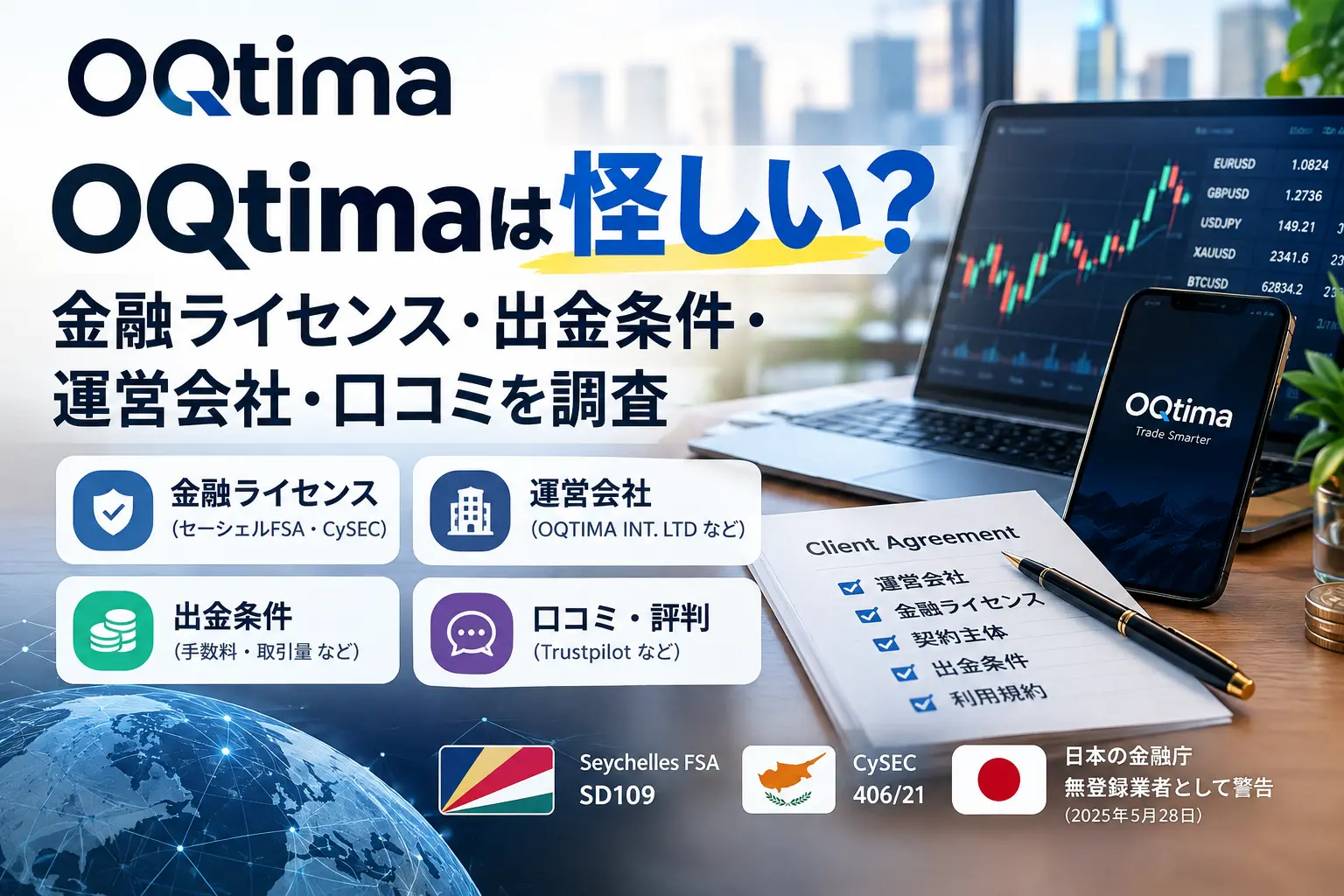 OQtimaの金融ライセンス・出金条件・運営会社を調査