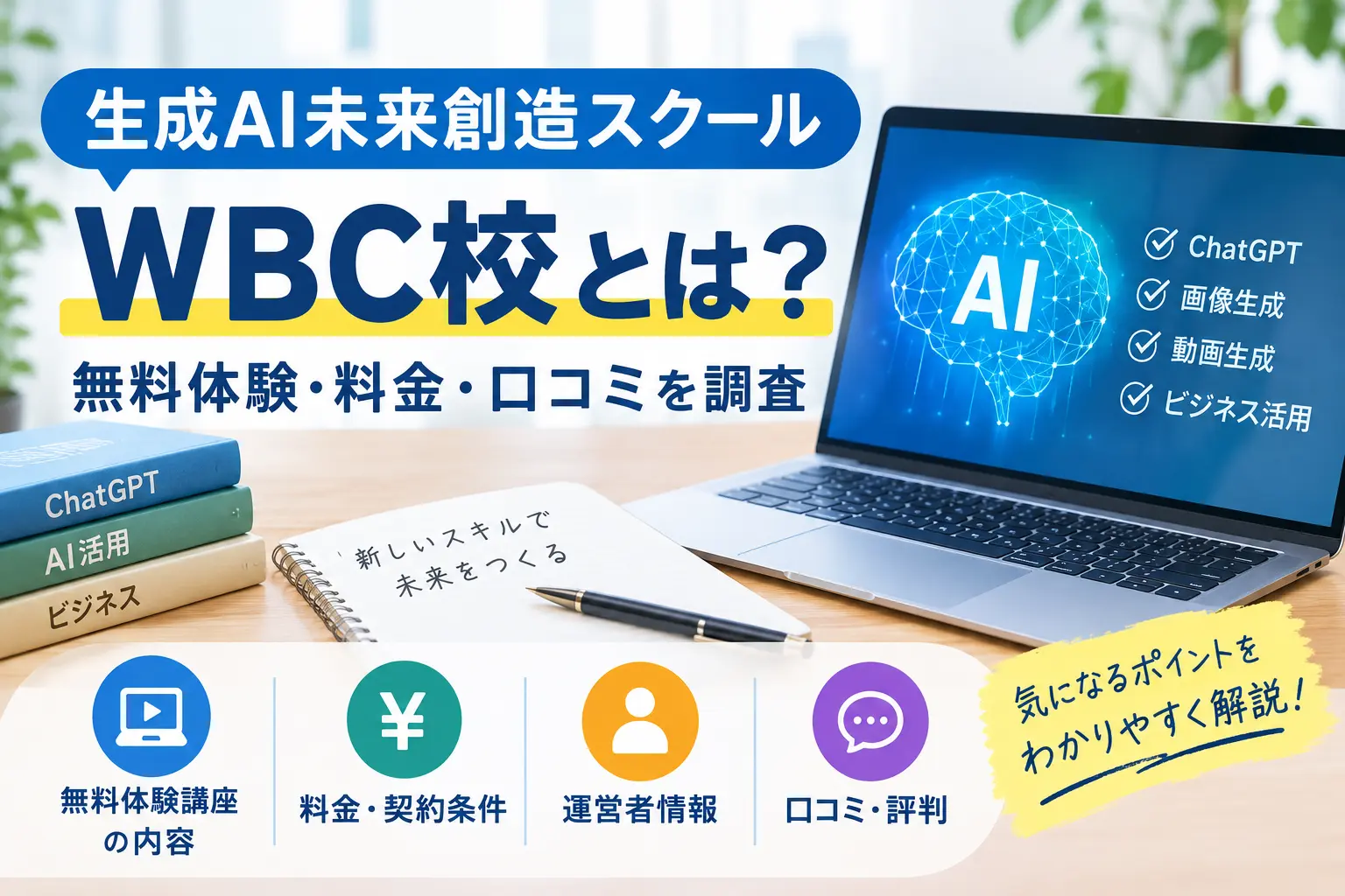 生成AI未来創造スクールWBC校の無料体験講座とサービス内容を調査